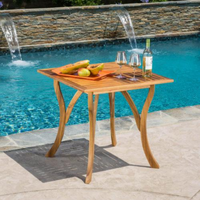HKM-449683 Natural Brown Acacia Outdoor Square Dining Table for Stylish Gatherings