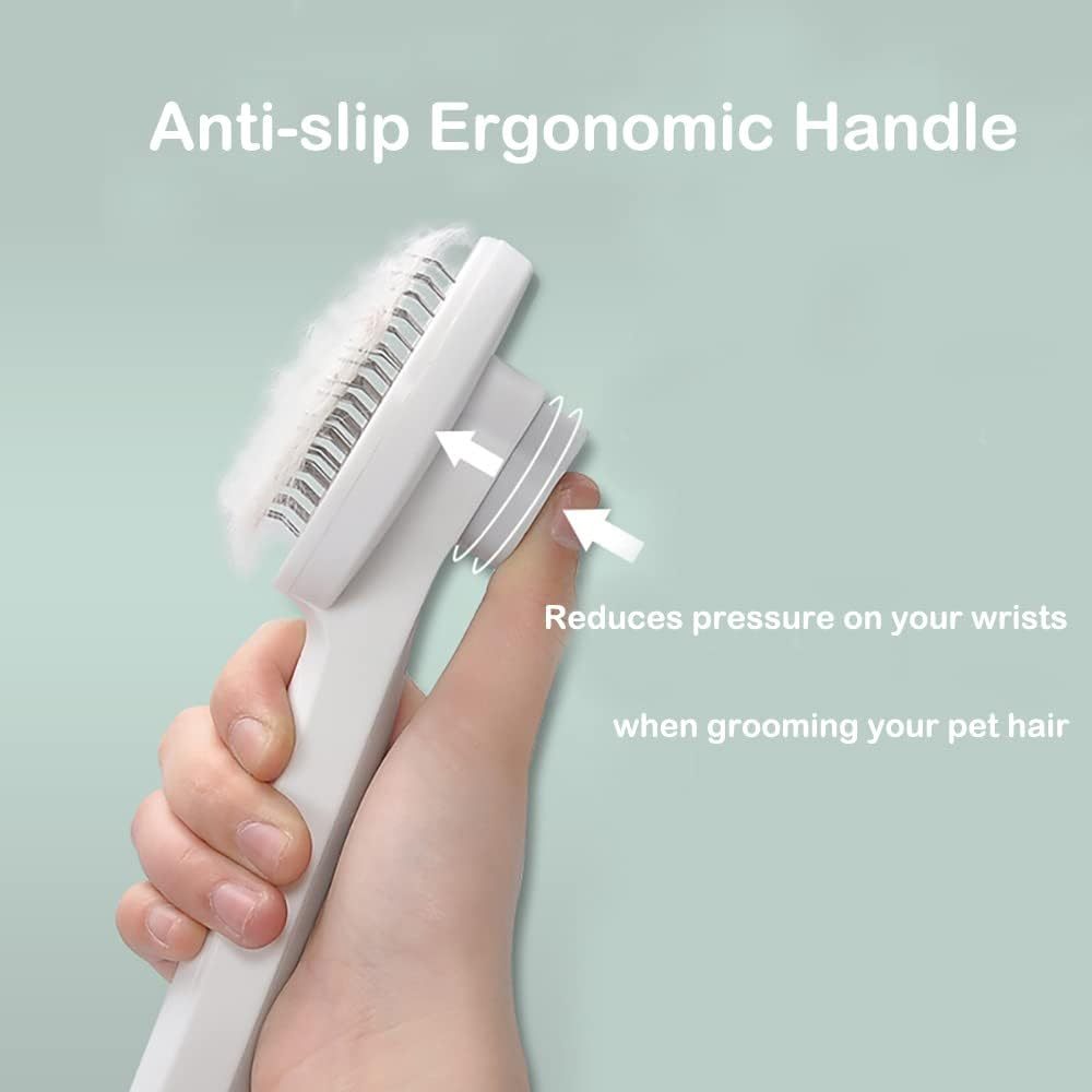 HKM-970387 Self-Cleaning Cat and Dog Grooming Brush for Short and Long Haired Pets ¨C Easy Fur Removal and Gentle Massage