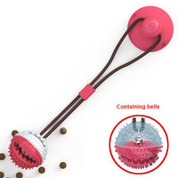 HKM-938899 Interactive Silicon Suction Cup Dog Tug Toy with Tooth Cleaning and Feeding Functions