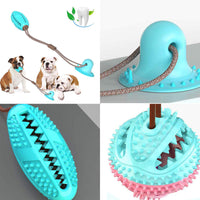 HKM-938899 Interactive Silicon Suction Cup Dog Tug Toy with Tooth Cleaning and Feeding Functions