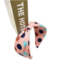 HKM-360979 Polka Dot Knotted Wide Brim Headband Hair Accessory in Multiple Colors
