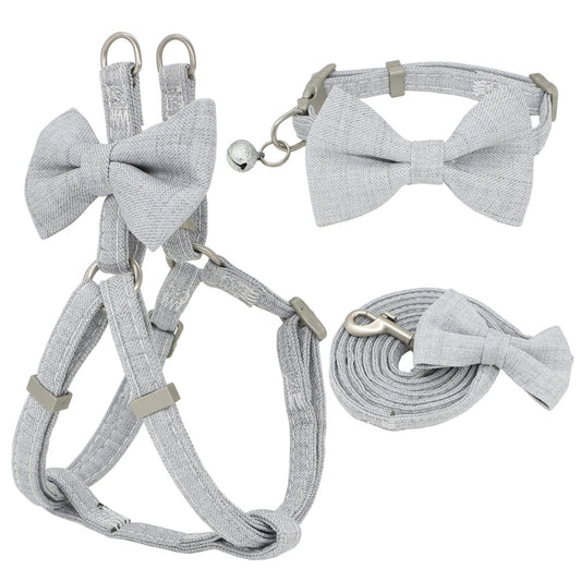 HKM-776723 Adjustable Soft Dog Harness, Leash and Collar Set with Cute Bow ¨C Available in Multiple Colors