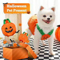 HKM-458771 Funny Pumpkin Plush Costume for Small and Medium Dogs and Cats - Adorable Halloween Dress-Up Outfit