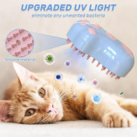 HKM-870931 Self-Cleaning 4-in-1 Cat & Dog Grooming Steam Brush with Massage Feature and Release Button for Easy Fur Removal