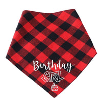 HKM-684371 Pet Birthday Triangle Scarf for Dogs and Cats - Cotton Plaid Design, Adjustable Neck Size 20-42cm