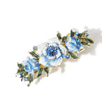 HKM-834387 Vintage Gold-Plated Crystal Rhinestone Flower Hair Clip - 10.5cm