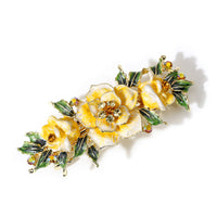 HKM-834387 Vintage Gold-Plated Crystal Rhinestone Flower Hair Clip - 10.5cm