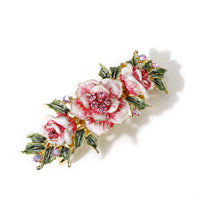 HKM-834387 Vintage Gold-Plated Crystal Rhinestone Flower Hair Clip - 10.5cm