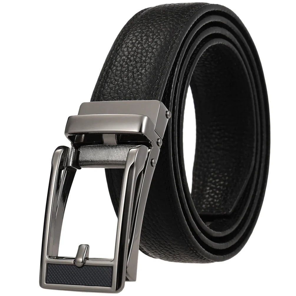 HKM-873043 Stainless Steel Adjustable Slide Buckle Men's Designer Belt with Flip Top Buckle