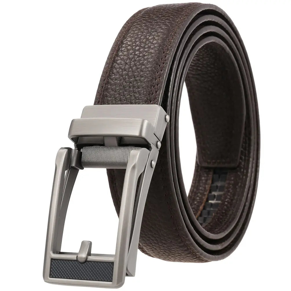 HKM-873043 Stainless Steel Adjustable Slide Buckle Men's Designer Belt with Flip Top Buckle