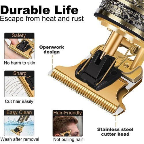 HKM-793043 Cordless Rechargeable Hair Clipper for Men with Washable Blades and LED Display