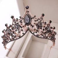 HKM-864851 Korean Style Alloy Crown Headband with White Crystals for Weddings
