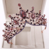 HKM-864851 Korean Style Alloy Crown Headband with White Crystals for Weddings