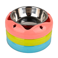 HKM-206611 Stainless Steel Pet Bowl with Colorful PP Base – 18.1 cm Diameter, 4 cm Height