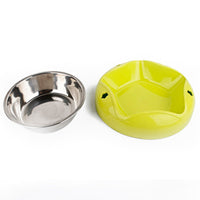 HKM-206611 Stainless Steel Pet Bowl with Colorful PP Base – 18.1 cm Diameter, 4 cm Height