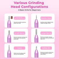 HKM-677203 Portable Electric Nail Drill for Manicure and Pedicure with 6 Bits