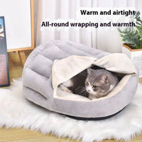 HKM-416723 Warm Velvet Cat Nest with Semi-Closed Design for Winter - 50x40cm, Soft Plush and PP Cotton