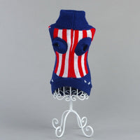 HKM-749075 Warm Blue Acrylic Dog Sweater with Fun Print for Pets in Multiple Sizes