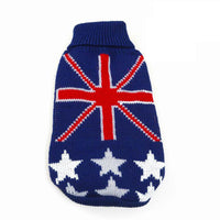 HKM-749075 Warm Blue Acrylic Dog Sweater with Fun Print for Pets in Multiple Sizes