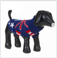 HKM-749075 Warm Blue Acrylic Dog Sweater with Fun Print for Pets in Multiple Sizes