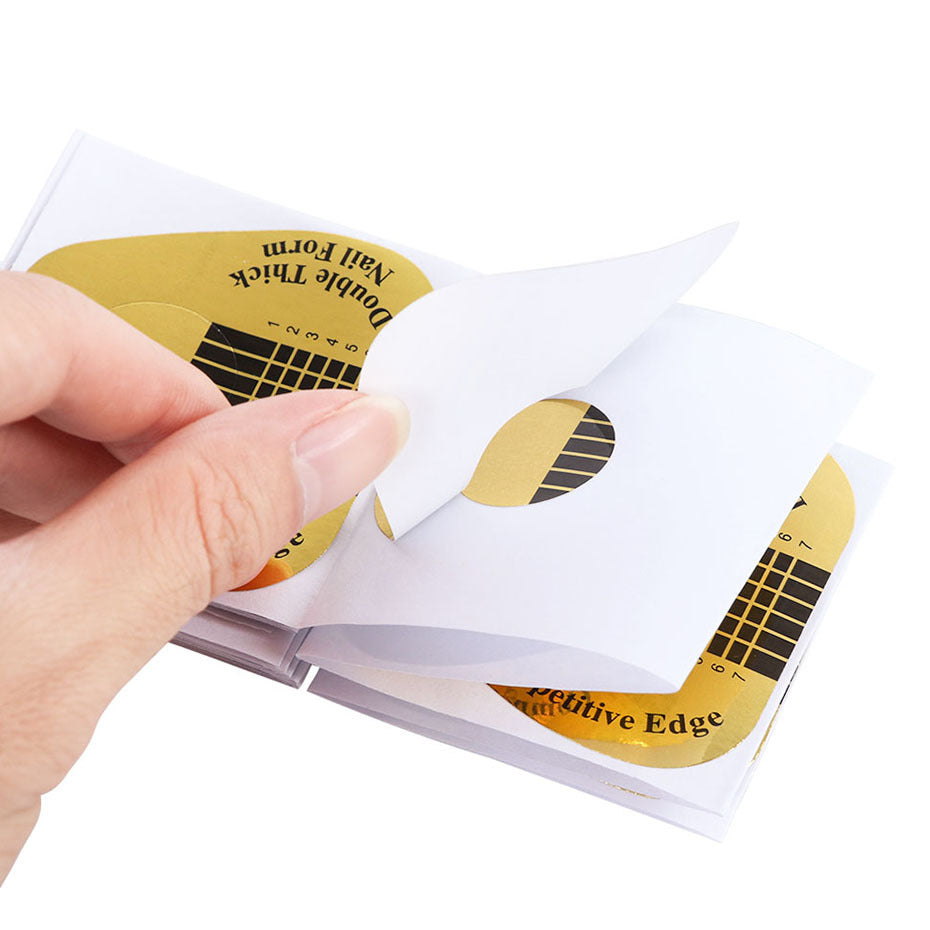 HKM-643283 Horseshoe-Shaped Golden Paper Trays for Nail Art - 500 Pieces Roll
