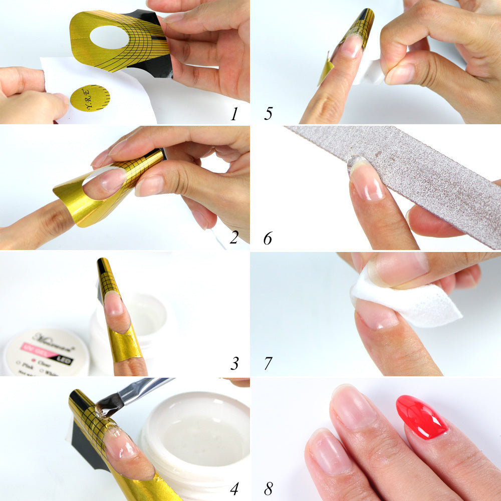 HKM-643283 Horseshoe-Shaped Golden Paper Trays for Nail Art - 500 Pieces Roll