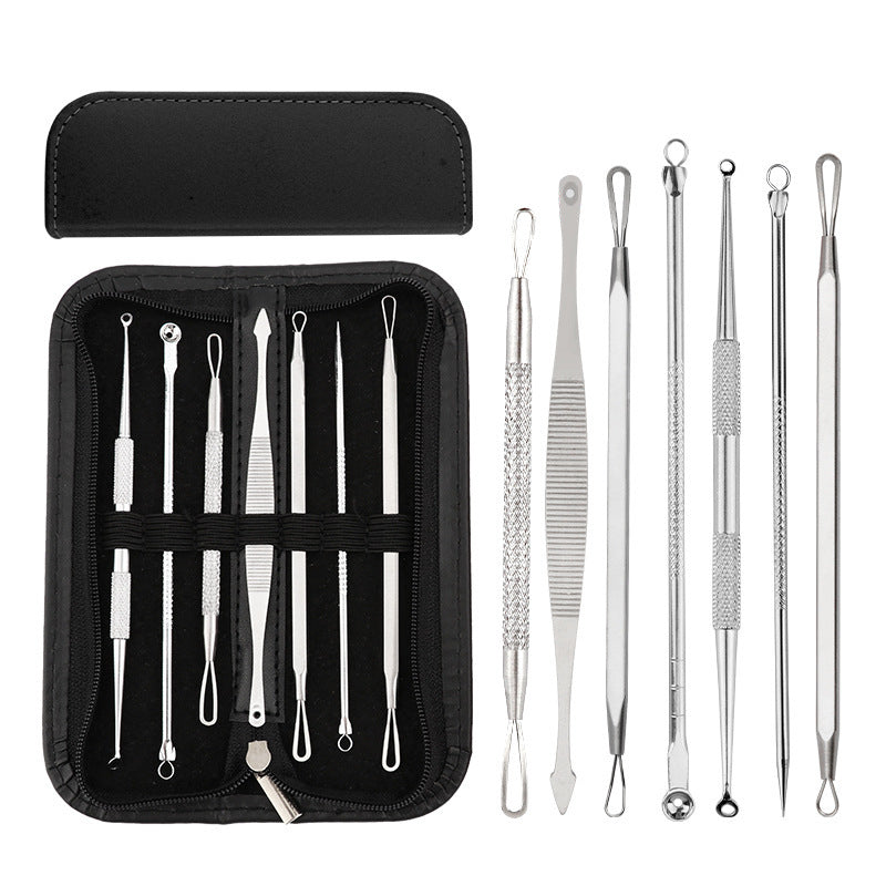 HKM-824019 Stainless Steel Seven-Piece Acne Treatment Tool Set for Facial Care