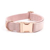 HKM-113939 Velvet Rose Gold Pet Collar and Leash Set - Soft Polyester, Multiple Sizes Available