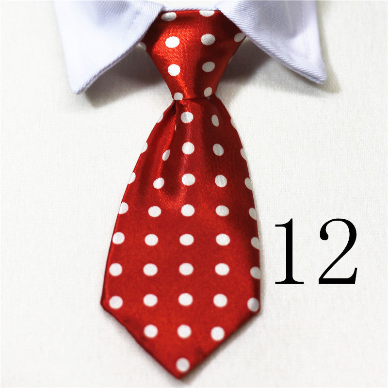 HKM-028499 Stylish Solid Color Striped Fake Tie for Pets - Adjustable Cotton Collar for Cats and Dogs