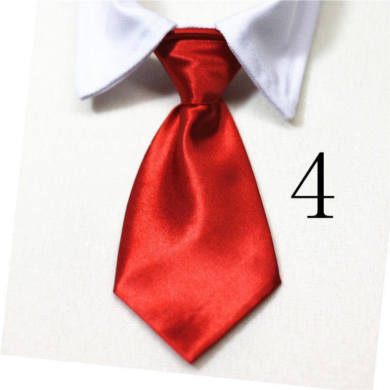 HKM-028499 Stylish Solid Color Striped Fake Tie for Pets - Adjustable Cotton Collar for Cats and Dogs