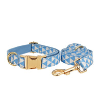 HKM-833683 Blue Triangular Dog Vest with Collar, Leash, and Bow - 4-Piece Set
