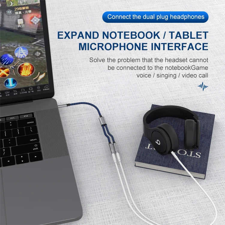 KTX-374803 3.5MM Male to Dual Female Mic Audio Y Splitter Cable for Headset and PC Connection