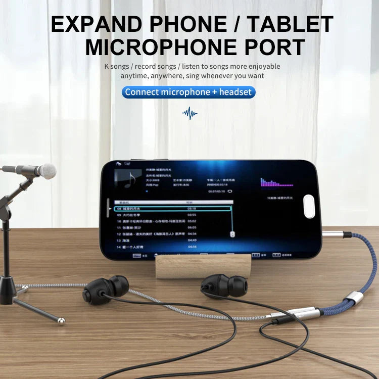 KTX-374803 3.5MM Male to Dual Female Mic Audio Y Splitter Cable for Headset and PC Connection