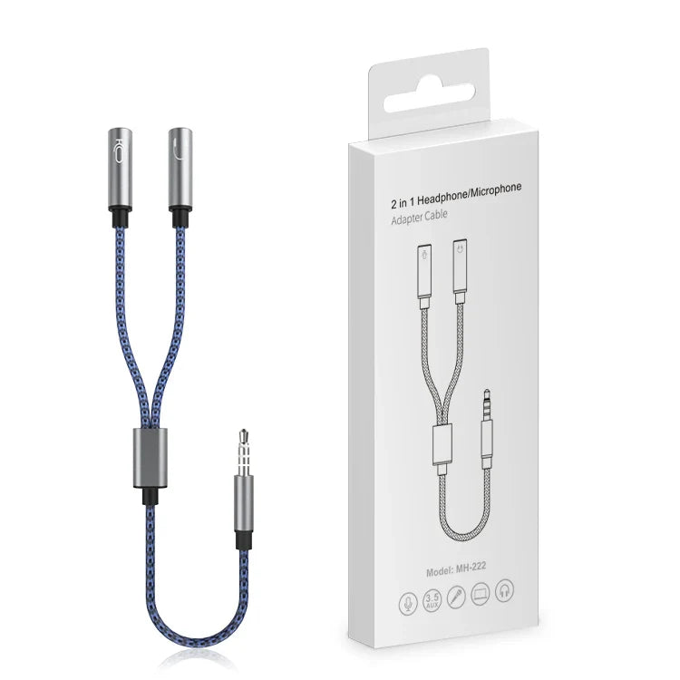 KTX-374803 3.5MM Male to Dual Female Mic Audio Y Splitter Cable for Headset and PC Connection