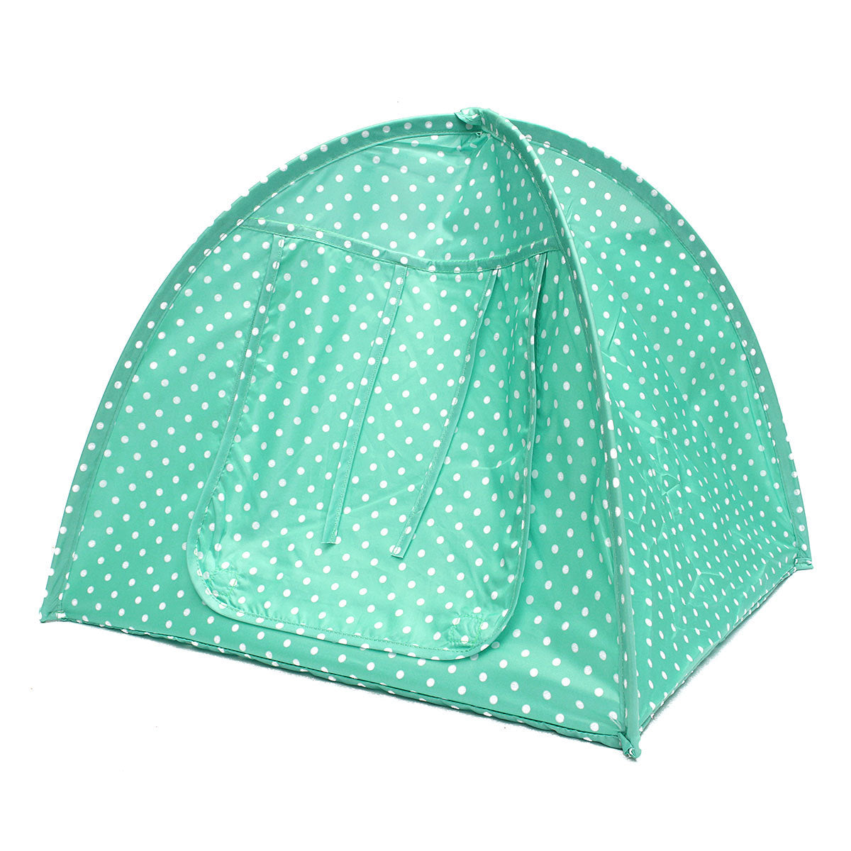 HKM-548115 Collapsible Pet Tent - Green, Yellow, and Pink Dots, 43x43x41cm, Polyester Material