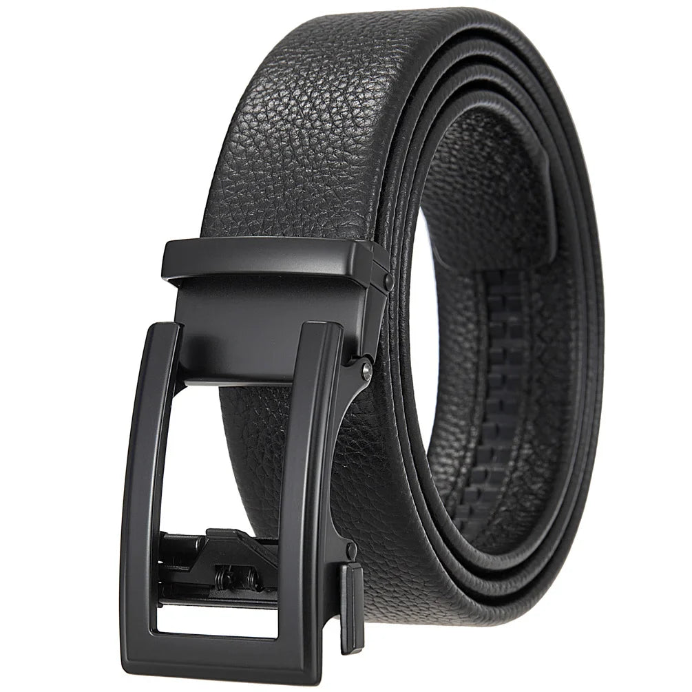 HKM-162195 Men's 35mm Automatic Buckle Genuine Leather Belt - Stylish and Durable Fashion Accessory