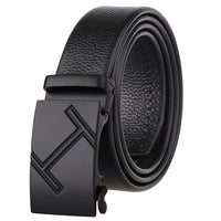 HKM-162195 Men's 35mm Automatic Buckle Genuine Leather Belt - Stylish and Durable Fashion Accessory