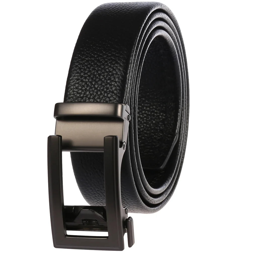 HKM-162195 Men's 35mm Automatic Buckle Genuine Leather Belt - Stylish and Durable Fashion Accessory
