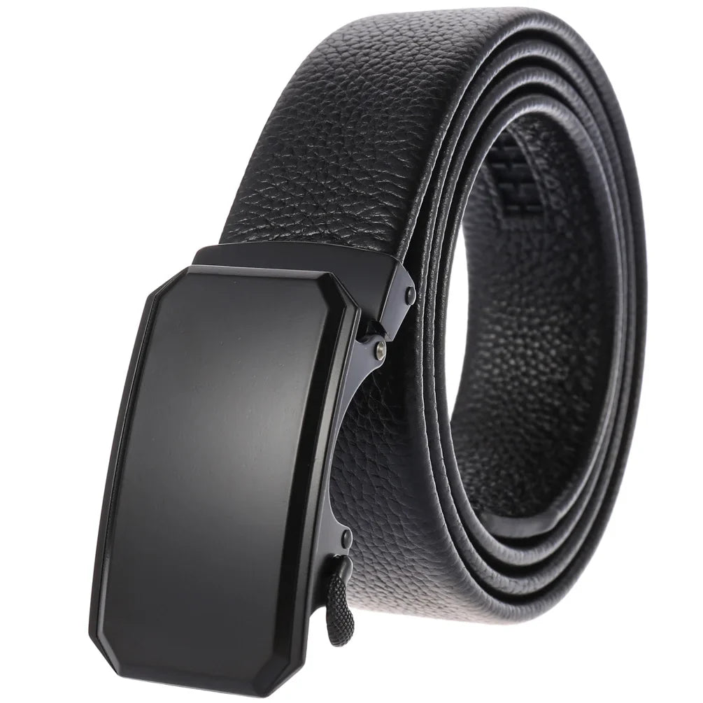 HKM-162195 Men's 35mm Automatic Buckle Genuine Leather Belt - Stylish and Durable Fashion Accessory