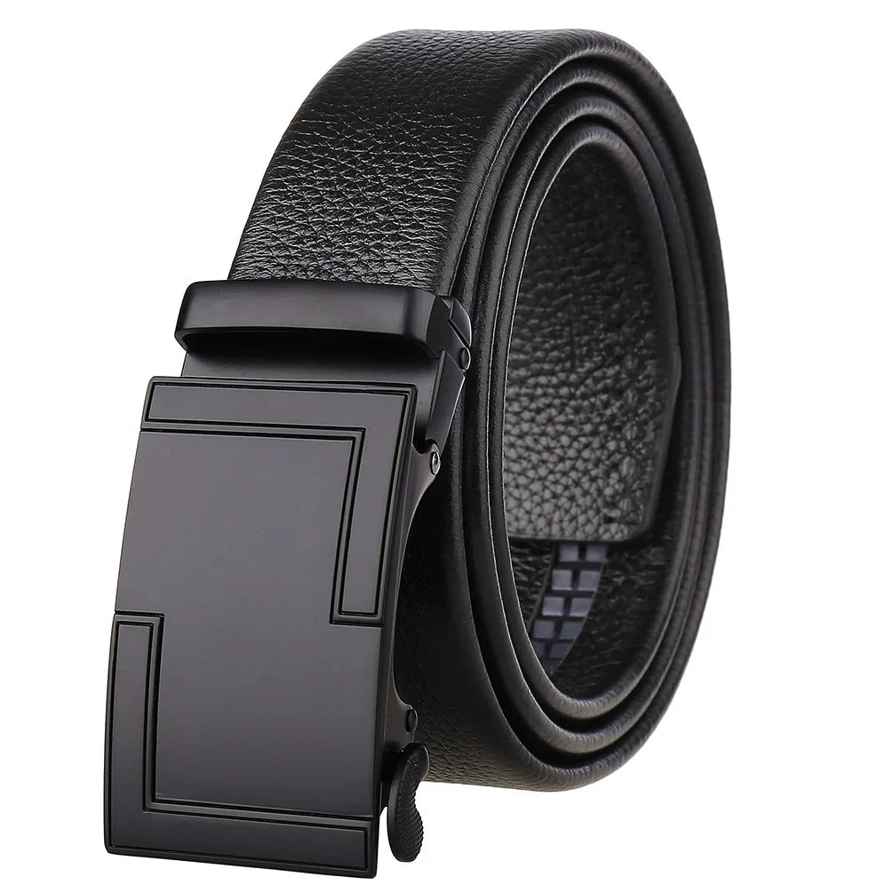 HKM-162195 Men's 35mm Automatic Buckle Genuine Leather Belt - Stylish and Durable Fashion Accessory