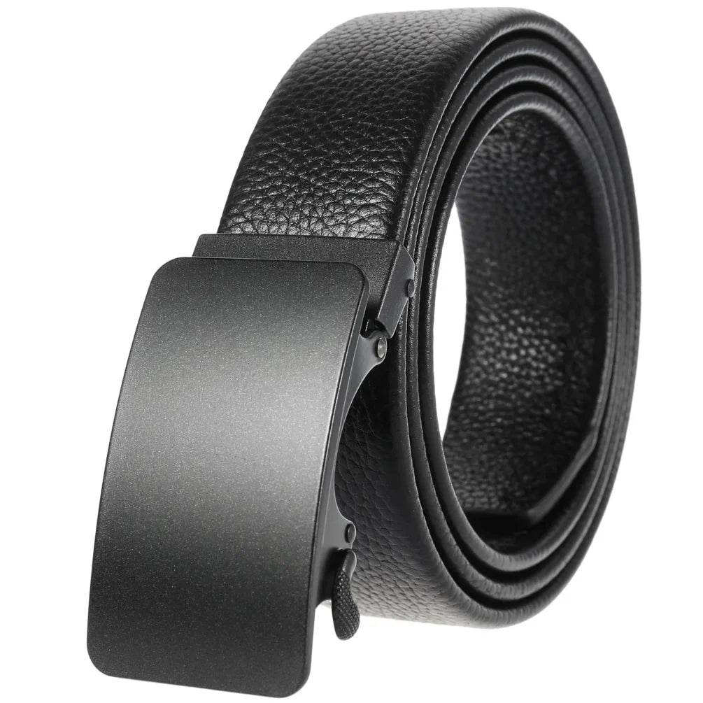 HKM-162195 Men's 35mm Automatic Buckle Genuine Leather Belt - Stylish and Durable Fashion Accessory