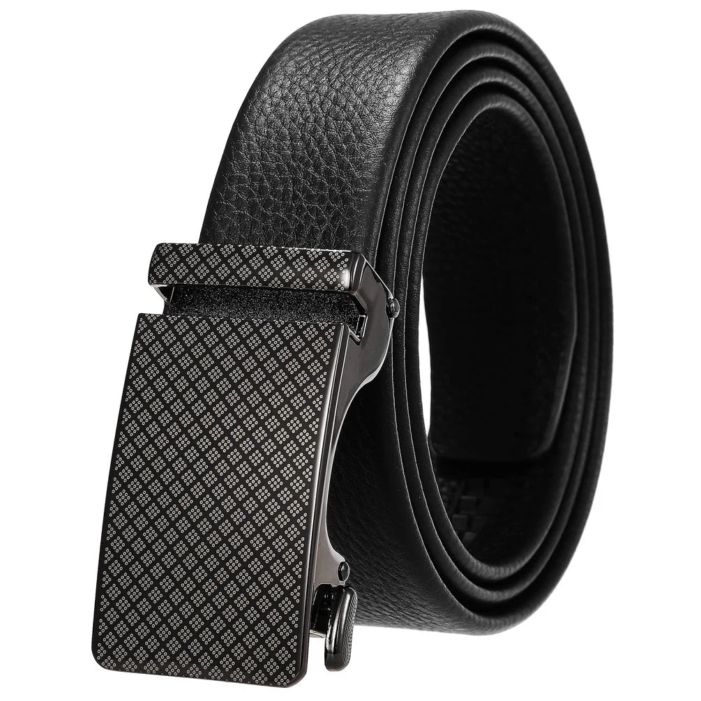 HKM-162195 Men's 35mm Automatic Buckle Genuine Leather Belt - Stylish and Durable Fashion Accessory
