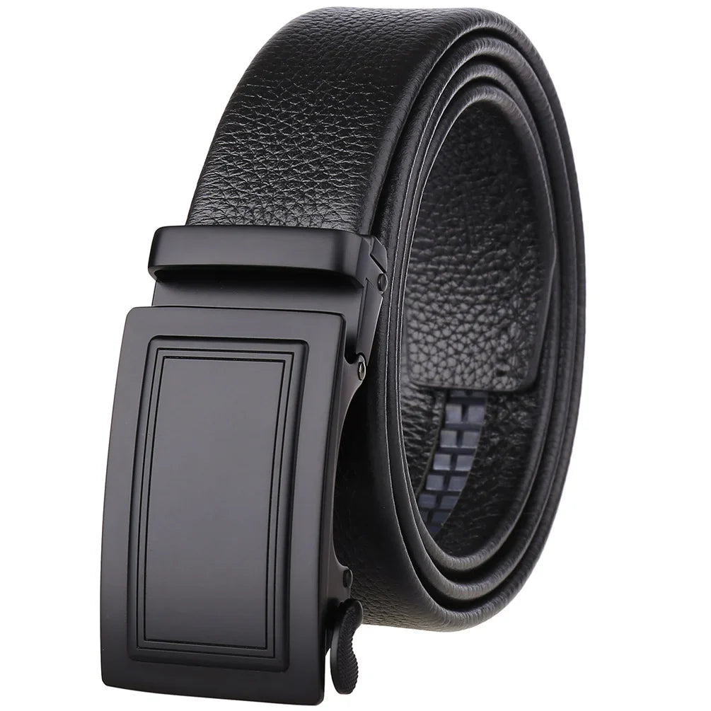 HKM-162195 Men's 35mm Automatic Buckle Genuine Leather Belt - Stylish and Durable Fashion Accessory