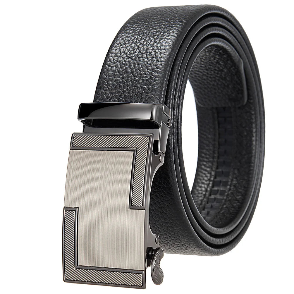 HKM-162195 Men's 35mm Automatic Buckle Genuine Leather Belt - Stylish and Durable Fashion Accessory