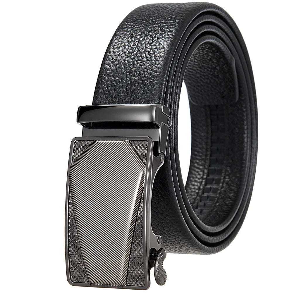 HKM-162195 Men's 35mm Automatic Buckle Genuine Leather Belt - Stylish and Durable Fashion Accessory