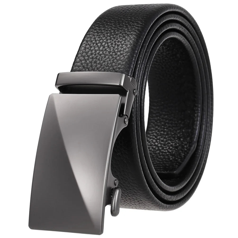 HKM-162195 Men's 35mm Automatic Buckle Genuine Leather Belt - Stylish and Durable Fashion Accessory