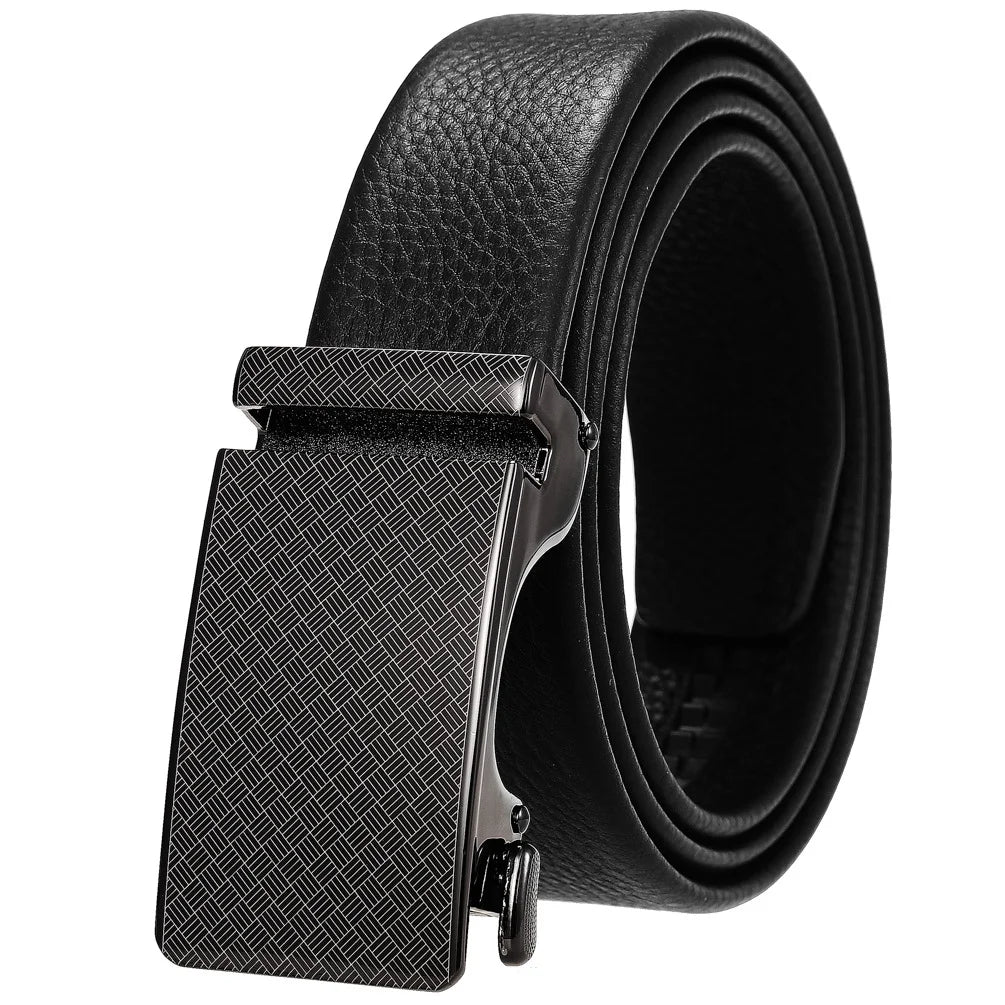 HKM-162195 Men's 35mm Automatic Buckle Genuine Leather Belt - Stylish and Durable Fashion Accessory