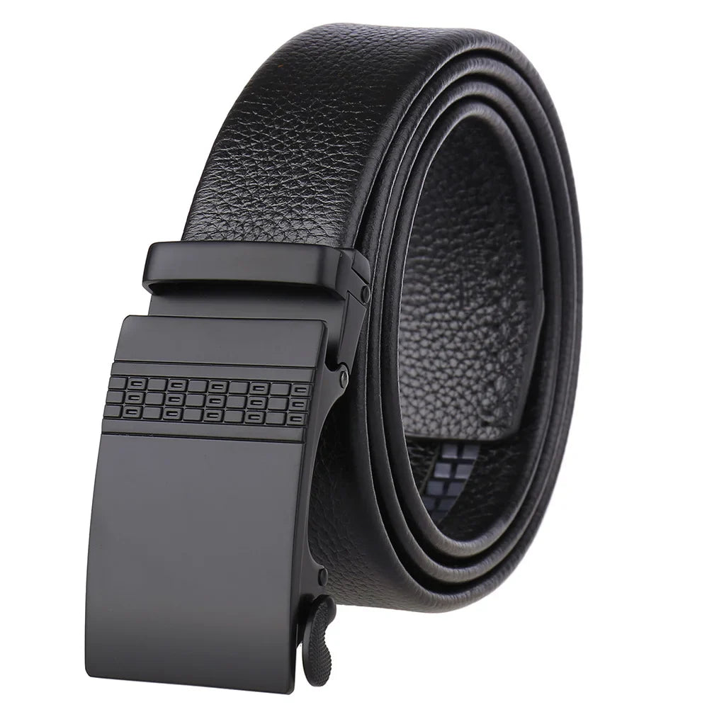 HKM-162195 Men's 35mm Automatic Buckle Genuine Leather Belt - Stylish and Durable Fashion Accessory