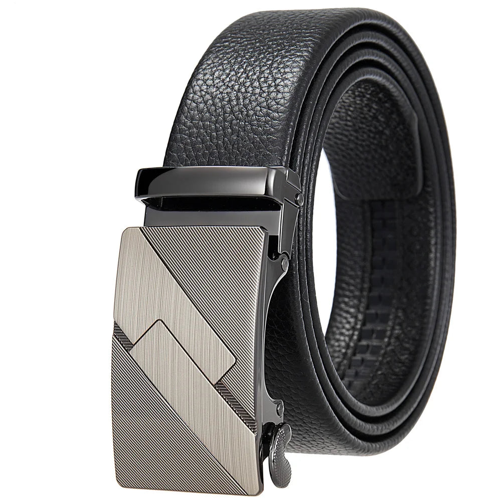 HKM-162195 Men's 35mm Automatic Buckle Genuine Leather Belt - Stylish and Durable Fashion Accessory