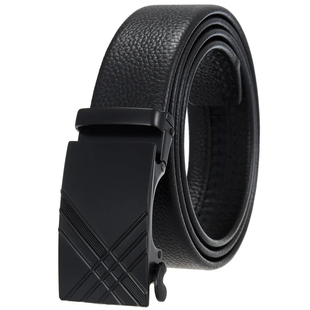 HKM-162195 Men's 35mm Automatic Buckle Genuine Leather Belt - Stylish and Durable Fashion Accessory